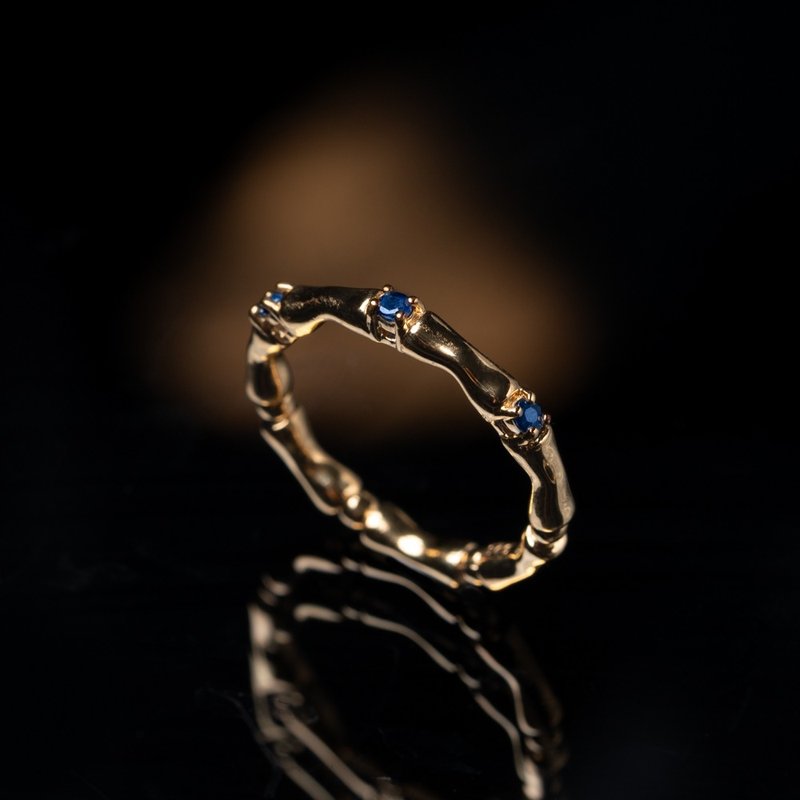 [Mysterious Astrology: Ring of Myth] Virgo l Sapphire 925 sterling silver thick plated 18k real gold ring - แหวนทั่วไป - เงินแท้ 