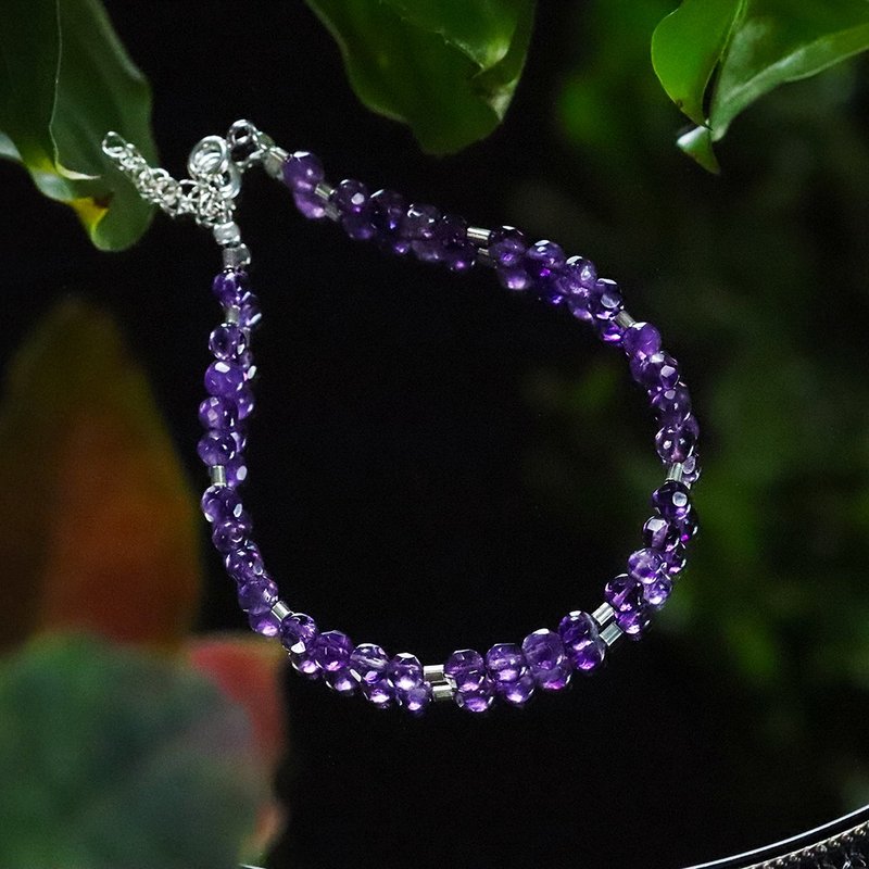 Amethyst 925 Silver Bracelet Birthstone - 手鍊/手環 - 純銀 紫色
