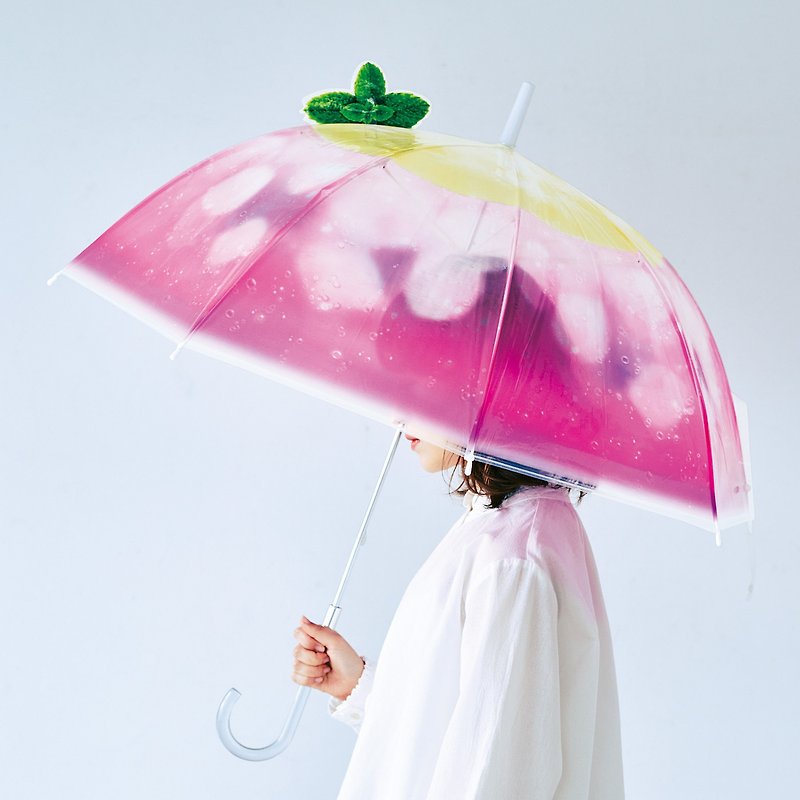 【YOU+MORE!】Qinliang Ice Cream Soda Umbrella-Transparent Red - Umbrellas & Rain Gear - Other Materials 