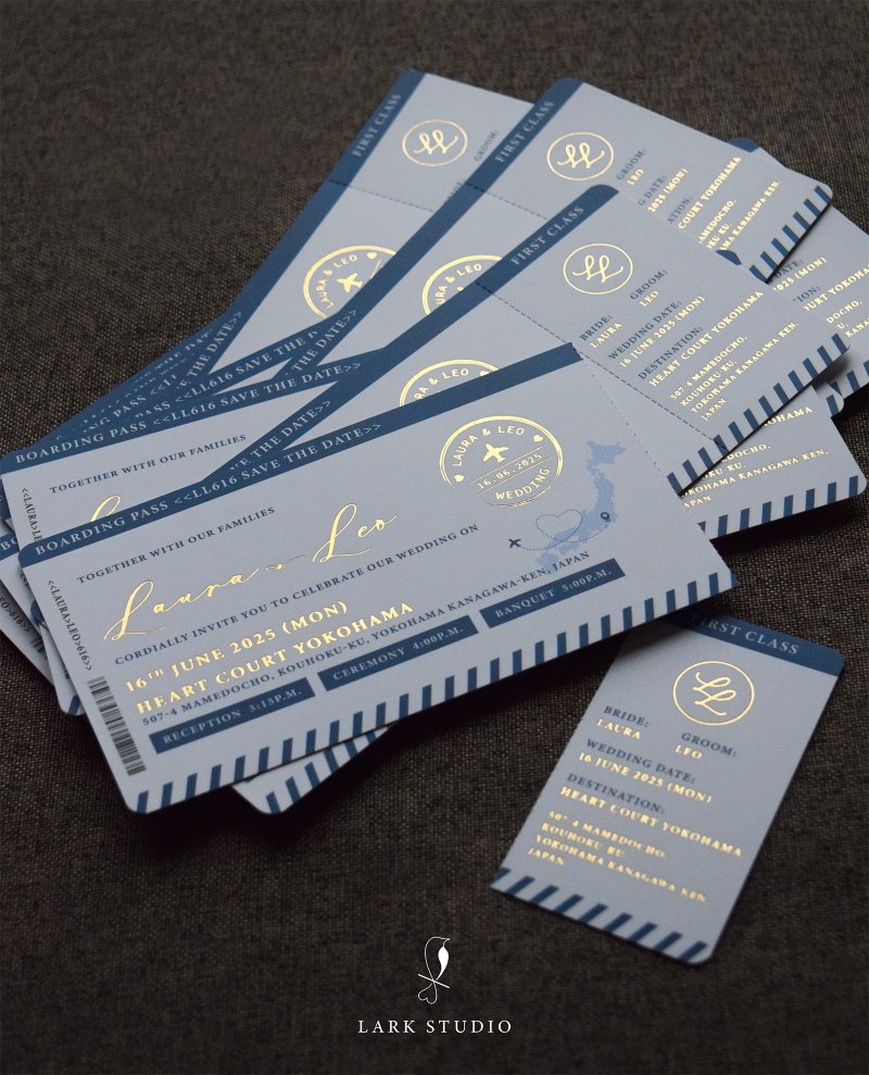 【客製化】創意機票喜帖套裝 - 喜帖 - 紙 粉紅色