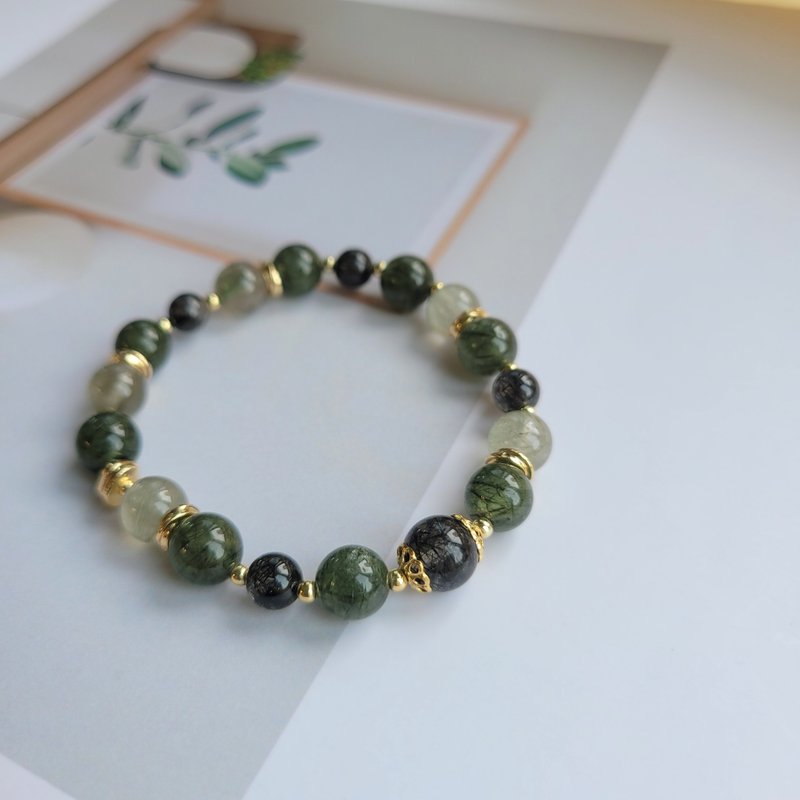 Promote wealth and protect against evildoers/black hair crystal and green hair crystal bracelet - Bracelets - Crystal 