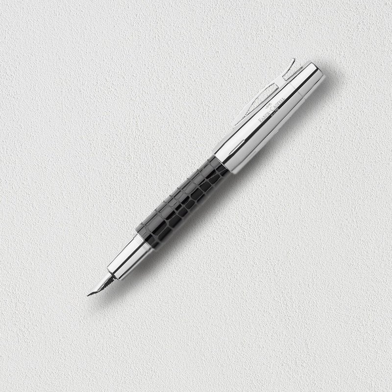 【Faber-Castell】E-MOTION 鱷魚紋鋼筆-F尖 黑色 免費刻字 - 鋼筆 - 樹脂 黑色