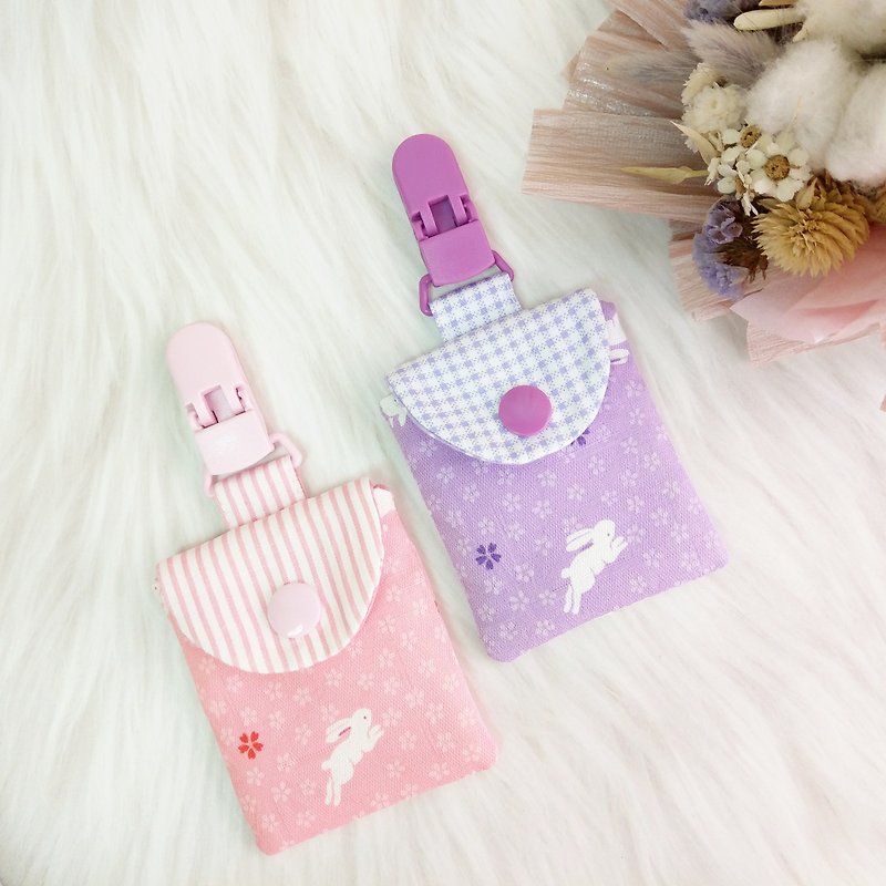 Japanese style bunny - 2 colors available. Peace Talisman Bag (name can be embroidered) - Omamori - Cotton & Hemp Pink