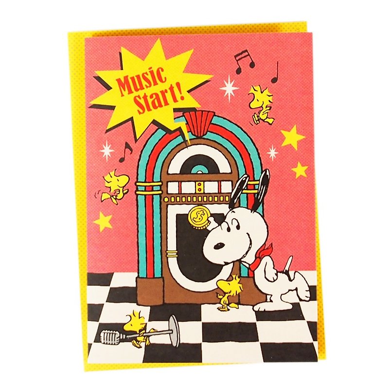 Snoopy plays music cheers (Hallmark-Peanuts - Snoopy - Stereo Card) - Cards & Postcards - Paper Red