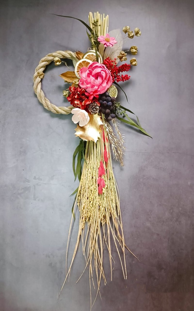 Welcome New Year's blessing note rope hanging ornament Sola peony note opening to celebrate the completion of the new home promotion large-scale note rope - Dried Flowers & Bouquets - Plants & Flowers Red