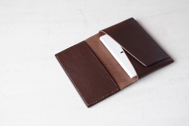 【受注生産】Italian leather Business Card Case　choco - 名刺入れ・カードケース - 革 ブラウン