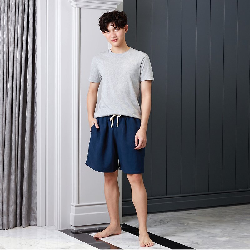 Linen Shorts - Loungewear & Sleepwear - Cotton & Hemp Blue