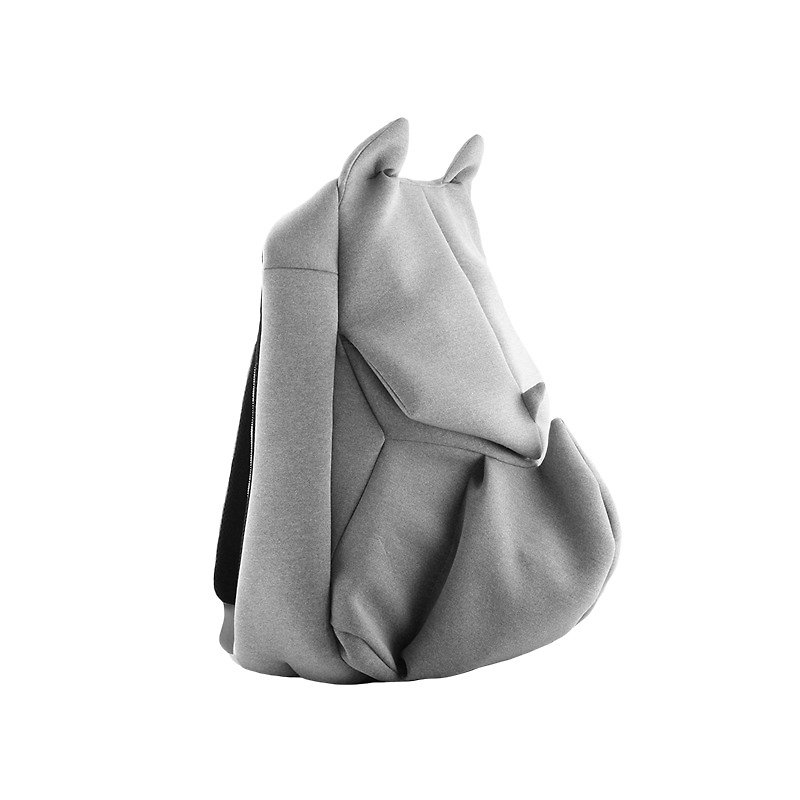 ORIBAGU Origami Bag_Grey Rhino Backpack - กระเป๋าเป้สะพายหลัง - วัสดุอื่นๆ สีเทา