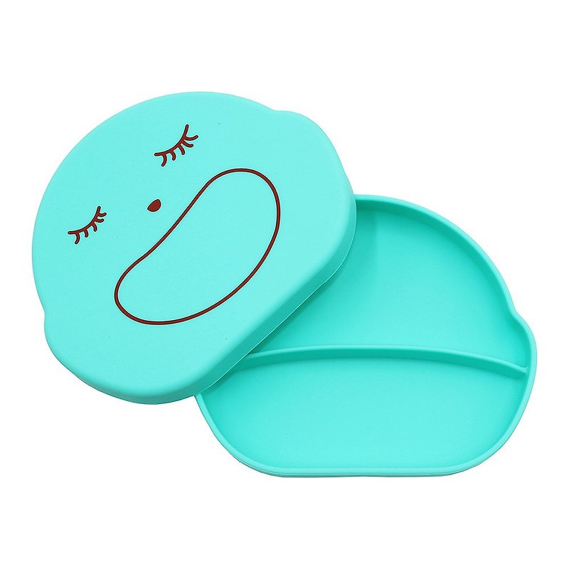 (Taiwan design, manufacturing and production) Farandole safe non-toxic antibacterial grade Silicone box-smiling face- Teal - Children's Tablewear - Silicone Multicolor