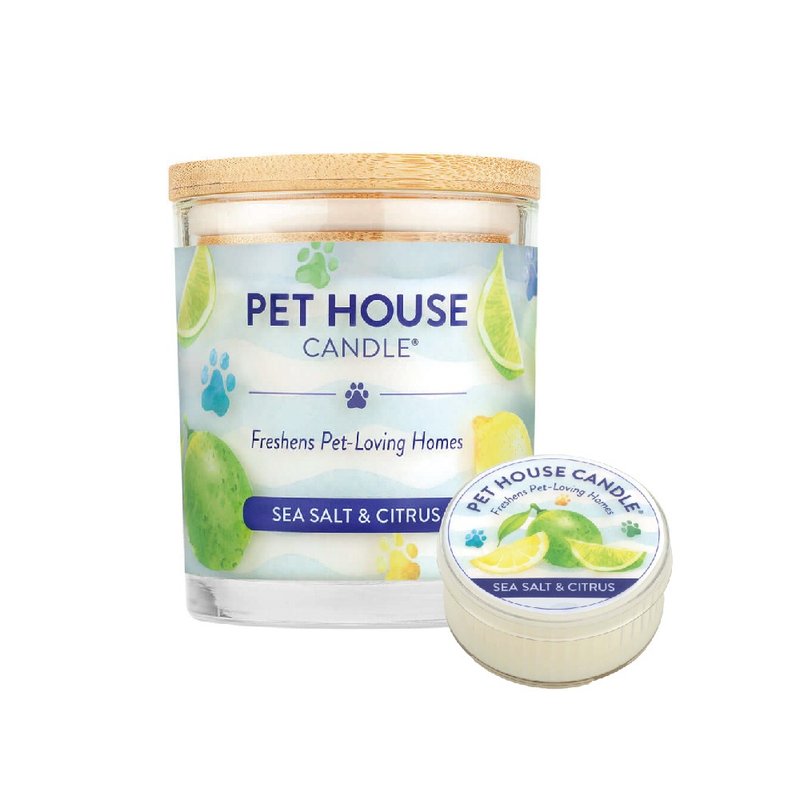 【美國PET HOUSE】室內除臭寵物香氛蠟燭-海鹽柑橘 - 香氛蠟燭/燭台 - 蠟 
