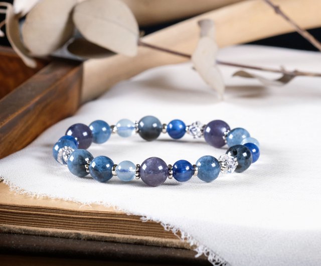 Aquamarine Iolite outlet and Labradorite Silver Bracelet