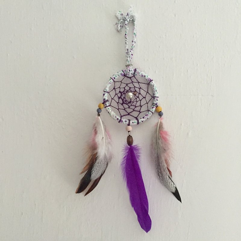 Handmade Dreamcatcher  |  10cm diameter  |  classic weave  |  floral print fabric - Items for Display - Other Materials Purple