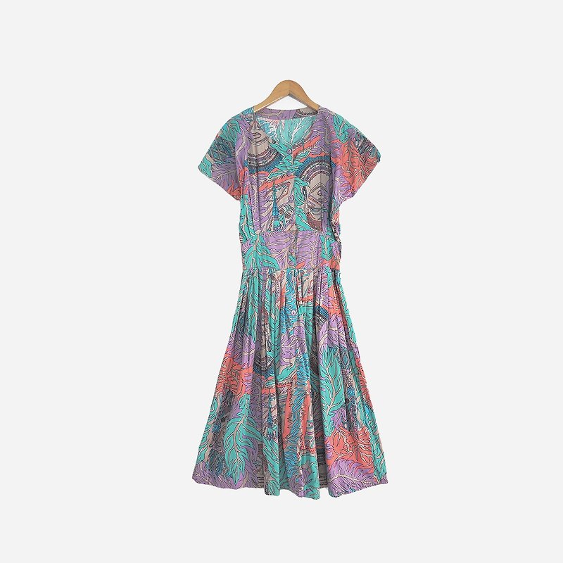 Discolored vintage / ethnic color landscape dress no.621 vintage - One Piece Dresses - Other Materials Green