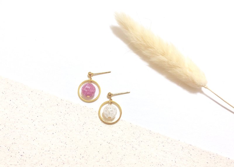[Cat Planet Series] Ice Crystal Pink Purple Star (Pink and Purple Mixed Color) - Earrings & Clip-ons - Other Metals Purple