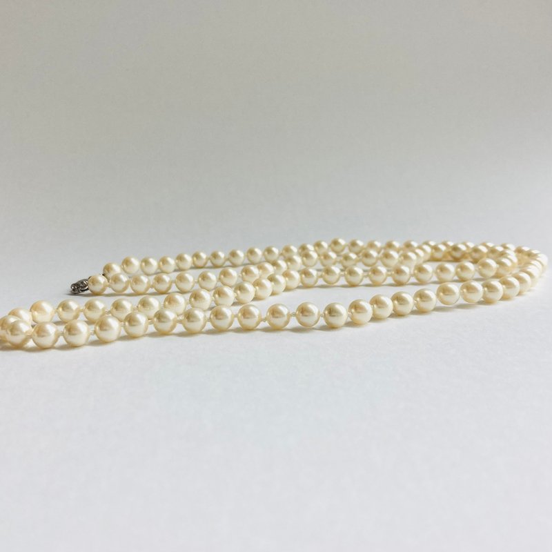 Shell pearl all knot matinee necklace / approx. 6.5mm approx. 76.5cm / cream two-tone / R / Made in Japan - สร้อยคอ - เปลือกหอย สีทอง