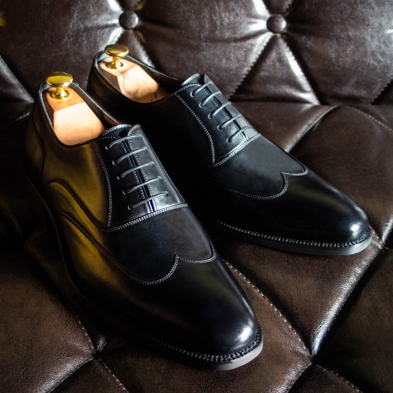 REGENT 簡約翼紋牛津鞋-黑 / Austerity Brogue Oxford-Black - 男皮鞋 - 真皮 黑色