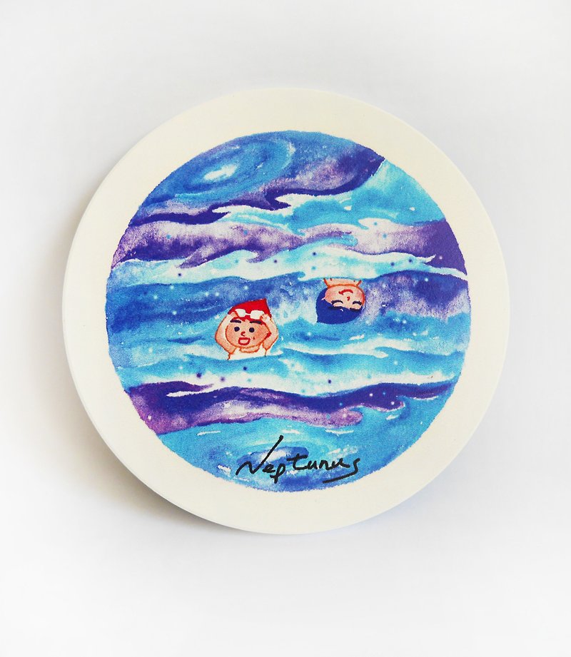 Neptunus | 海王星 take a break | 陶瓷吸水杯墊coaster - 杯墊 - 紙 藍色