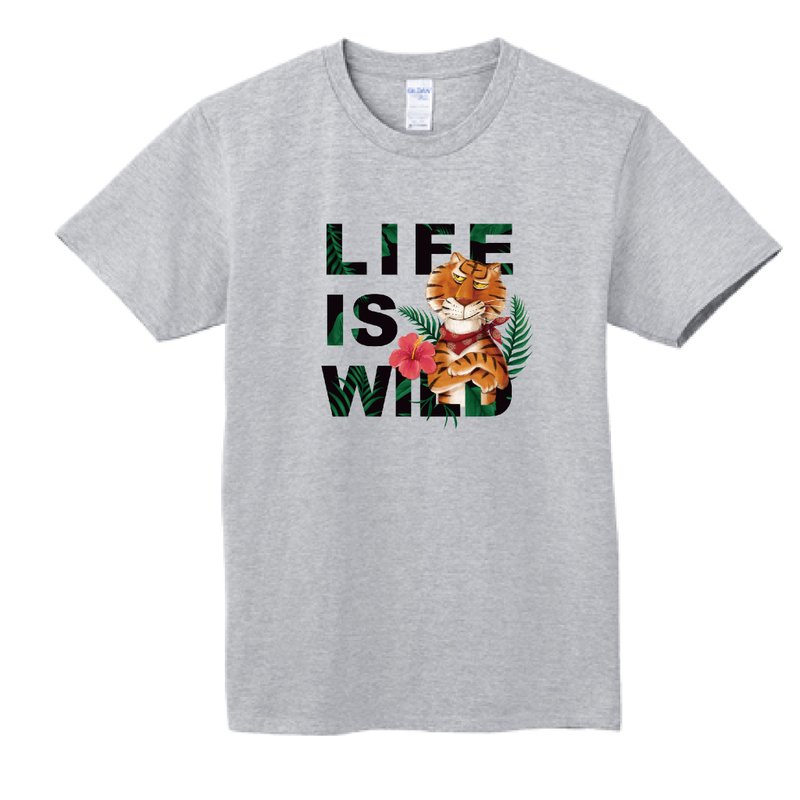 【瑪姬不正原創設計】好野人生  純棉短T - 男 T 恤 - 棉．麻 灰色