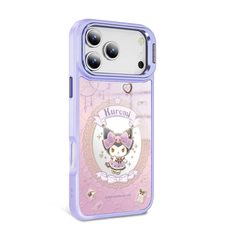 iPhone全系列軍規防摔合金框隱形立架鏡面磁吸殼-魔鏡酷洛米-紫框 - 手機殼/手機套 - 其他材質 多色