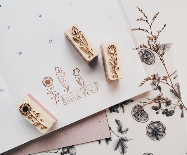 Handmade rubber stamp-Q flower language small love letter flower