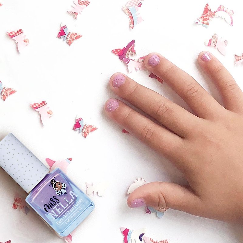 UK【Miss Nella】Kids Water-Based Safe Nail Polish - Glitter Butterfly Lavender (MN06) - Nail Polish & Acrylic Nails - Other Materials 