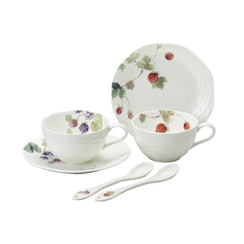 Japan's NARUMI Happy Fruit bone china tea cup set with spoon-2 pieces-200ml - ถ้วย - เครื่องลายคราม ขาว