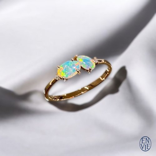 ENVIE 18K 澳洲蛋白石戒指 18K Australian Opal Diamond Ring 畢業禮物