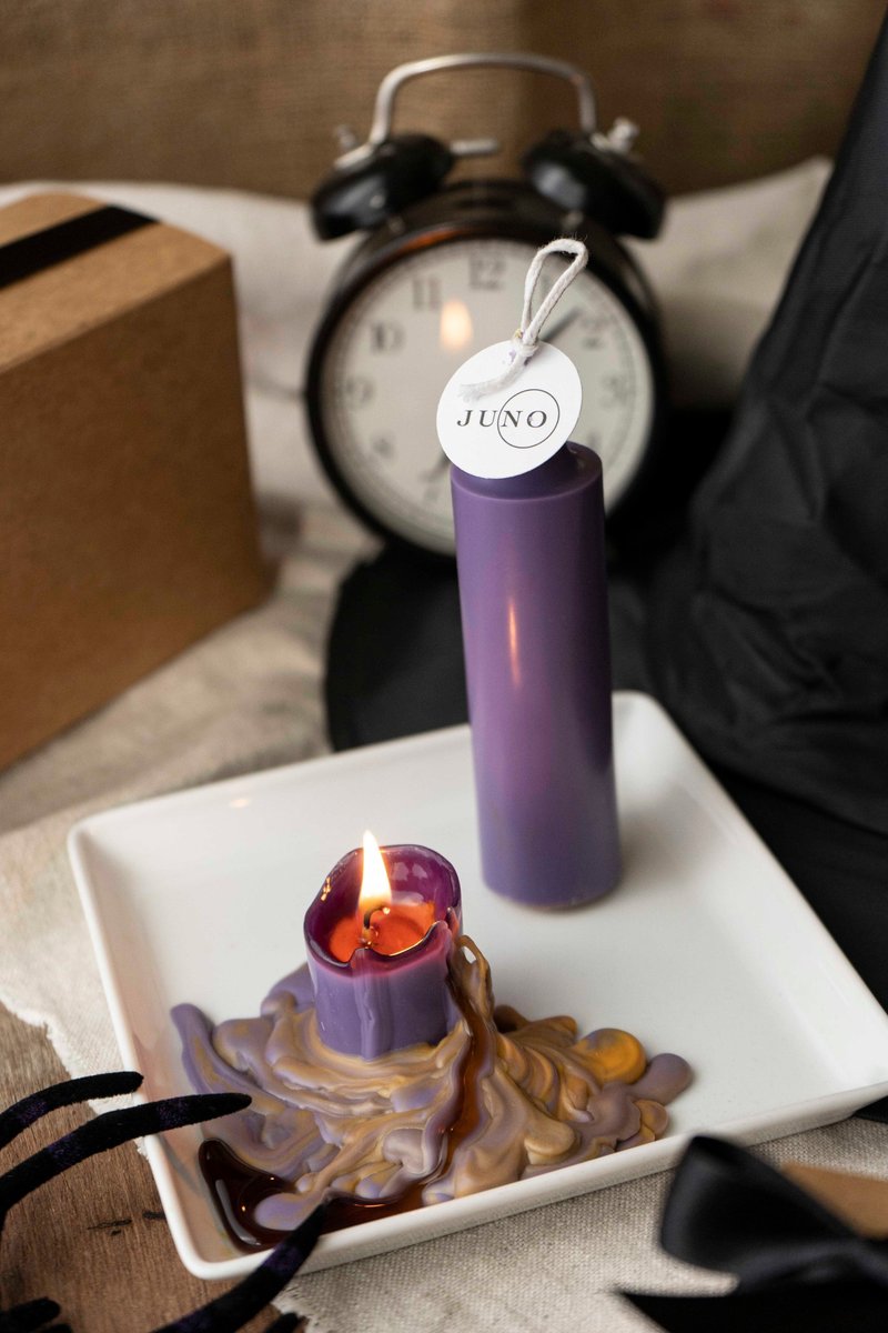【萬聖節】熔岩蠟燭-手工訂製/天然大豆蠟JUNO Candle - 香氛蠟燭/燭台 - 蠟 紫色