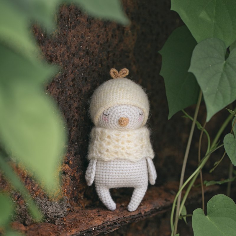 晚安小雞(高約12公分)-專為新生兒寶寶打造的手工玩偶 - 嬰幼兒玩具/毛公仔 - 羊毛 