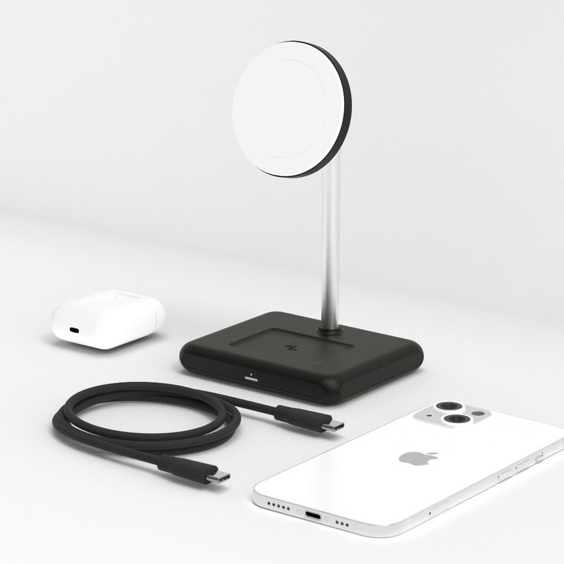 Allite WQ1 2+1  磁吸無線充電座 | 沈穩黑 - 無線充電盤/板/座 - 其他材質 黑色