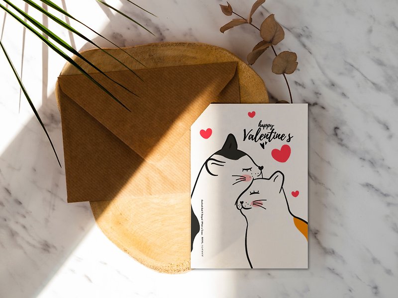 Rococo Strawberry WELKIN Happy Valentine&#39;s Day Series_Handmade Postcard-Couple Cat