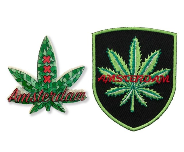 オランダ・アムステルダム 大麻型立体冷蔵庫ステッカー＋大麻型