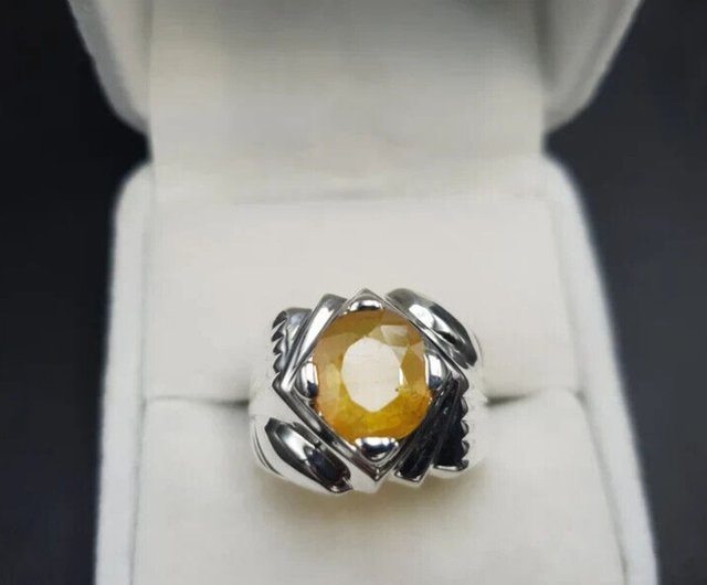 メンズイエローサファイアリング Pukhraj リング男性用ナチュラル