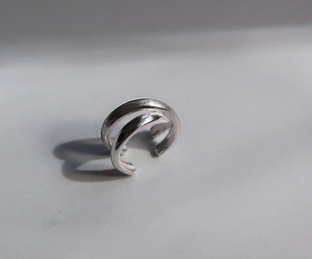 925純銀幾何線雙層亮霧面耳骨夾耳環- 設計館COOL & HOT 耳環/耳夾- Pinkoi