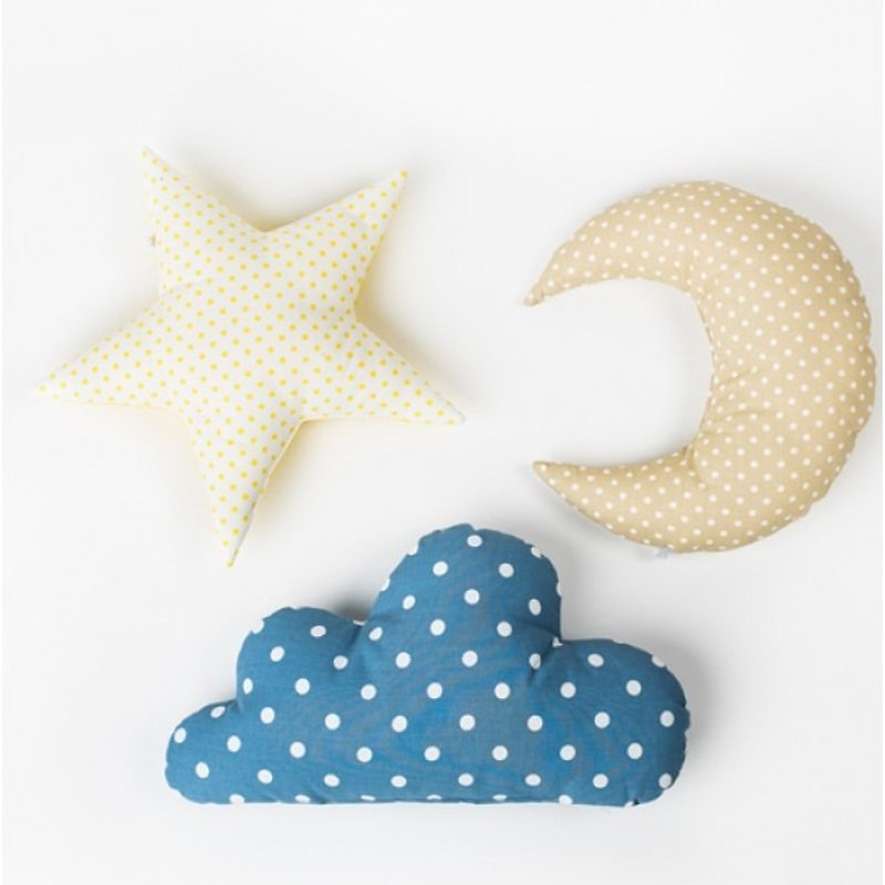 Set of 3! Pillow set cloud - star - moon, shaped pillow, pastel nursery room decor, kids cushion - 彌月禮盒 - 棉．麻 