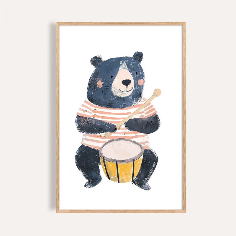森林鼓手 Drummer Bear / 童話系列插畫掛畫 / 藝術無框輸出 - 海報/掛畫/掛布 - 紙 