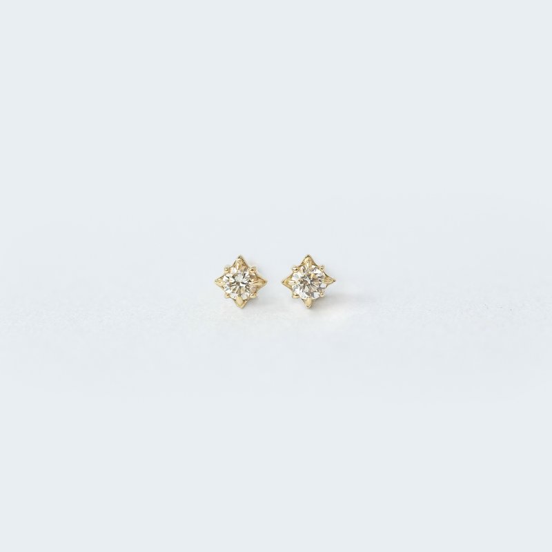 【10K金】K10 Gold 星光單鑽耳環 - 耳環/耳夾/耳骨夾 - 貴金屬 