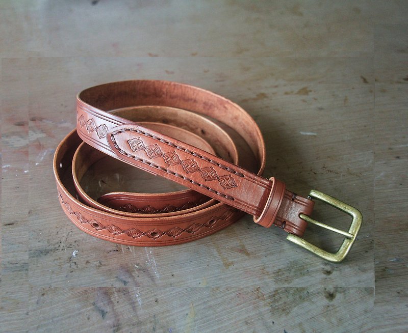 Brown Belt for LARP.  160 cm ( 63 in ) Long - เข็มขัด - หนังแท้ สีนำ้ตาล