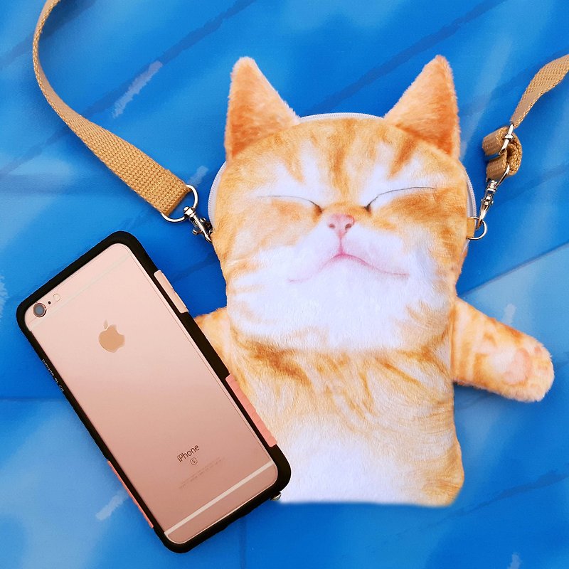 SLEEPY CAT PHONE BAG - Messenger Bags & Sling Bags - Polyester Orange