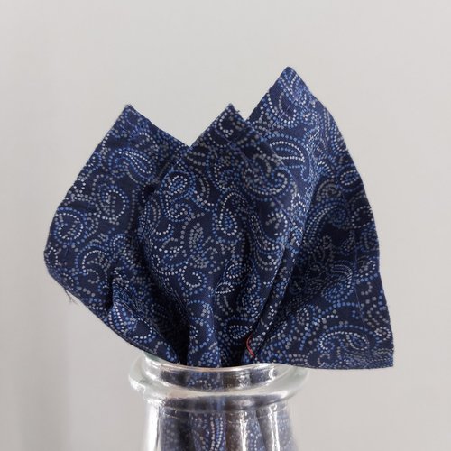 Tuesday Evening Pocket Square - ฺBlue Paisley