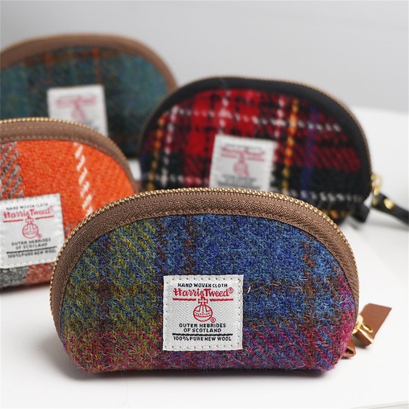 哈裡斯粗花呢小巧車鑰匙包迷你零錢包可愛餃子包口紅包網紅鑰匙包 - 零錢包/小錢包 - 羊毛 