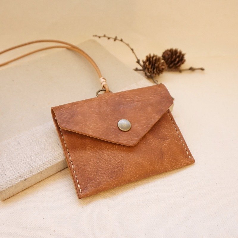 Snowflakes Series Horizontal ID holder - brown tea - ID & Badge Holders - Genuine Leather Brown