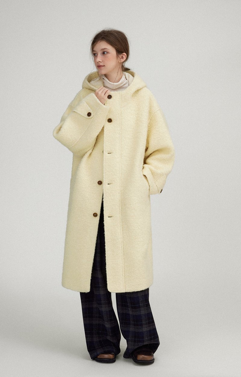 Winter retro wool hooded mid-length coat - Women's Blazers & Trench Coats - Other Materials Multicolor