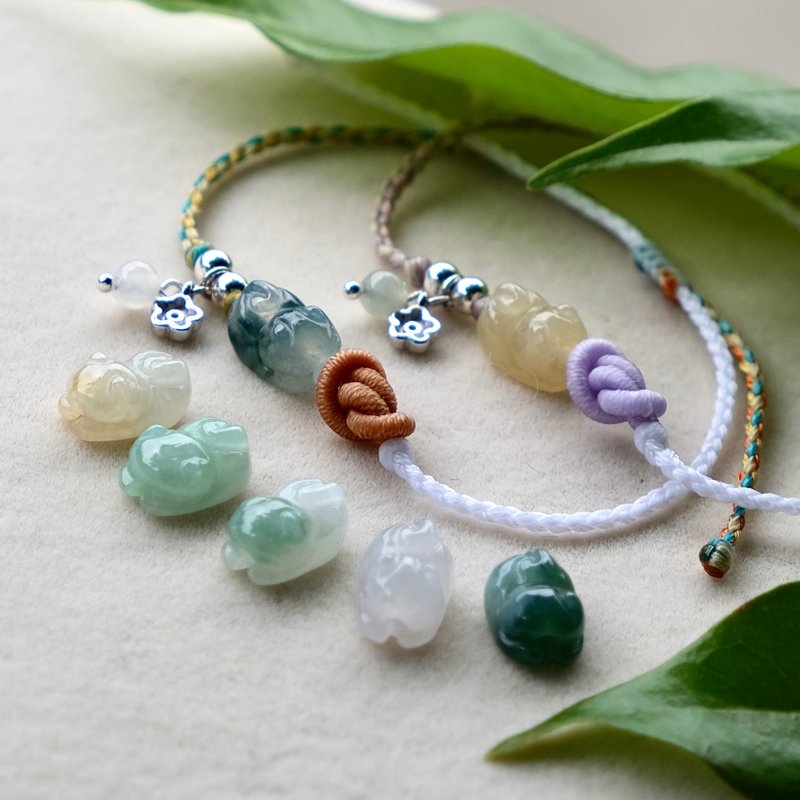 Ice jade kitten bracelet natural Burmese jade A-grade ice jade bracelet gift safety buckle - Bracelets - Jade 