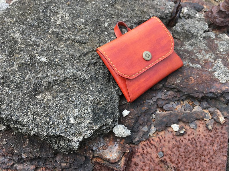 Envelope-style leather coin purse (Simple) Hand-dyed light tea - กระเป๋าใส่เหรียญ - หนังแท้ 