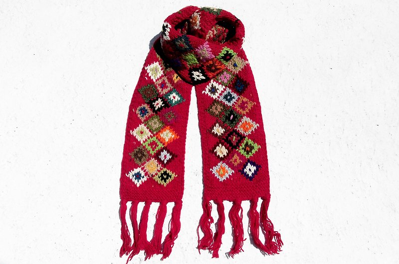 クリスマスプレゼントは片手限定 かぎ針編みのシルクスカーフ / ウールかぎ針編みのシルクスカーフ / かぎ針編みのスカーフ / 手織りのシルクスカーフ / 幾何学的な織りのウールスカーフ - 北欧のカラフルな幾何学的な森のスタイルの花のスカーフ - スカーフ - ウール 多色