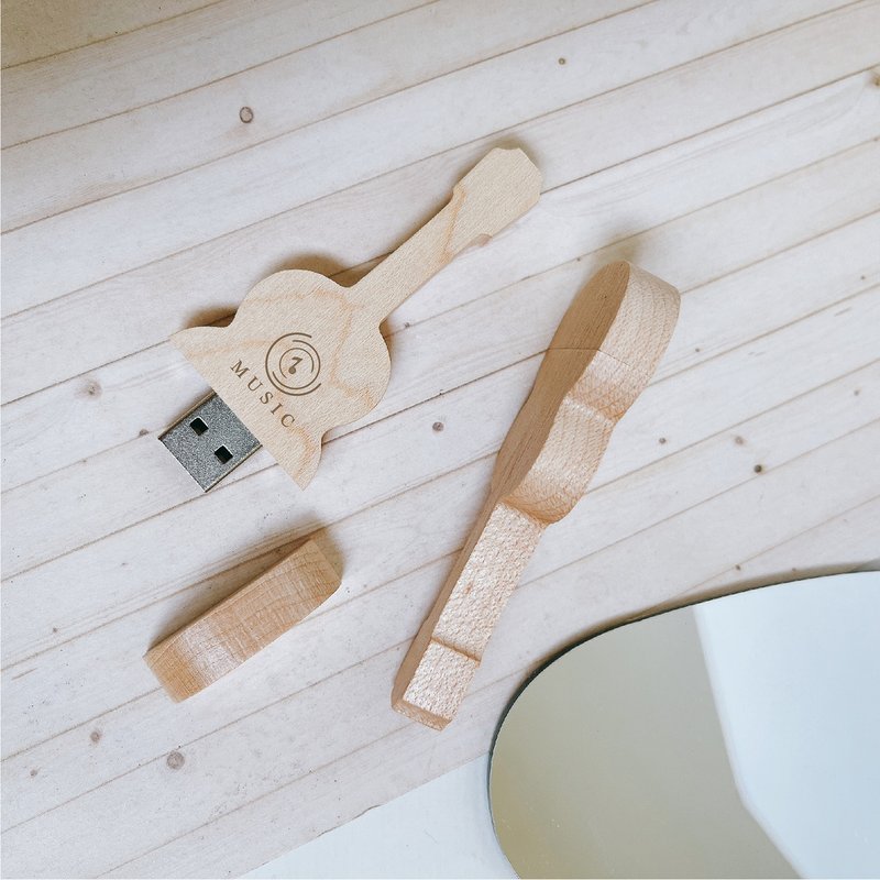 【蒔設計-客製化】64G 吉他文青隨身碟 USB - USB 隨身碟 - 木頭 