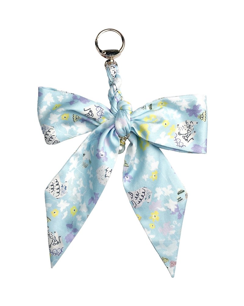 【LADY】Scarf strap bow lock small charm Hokkaido Hegu color - Keychains - Silk Blue