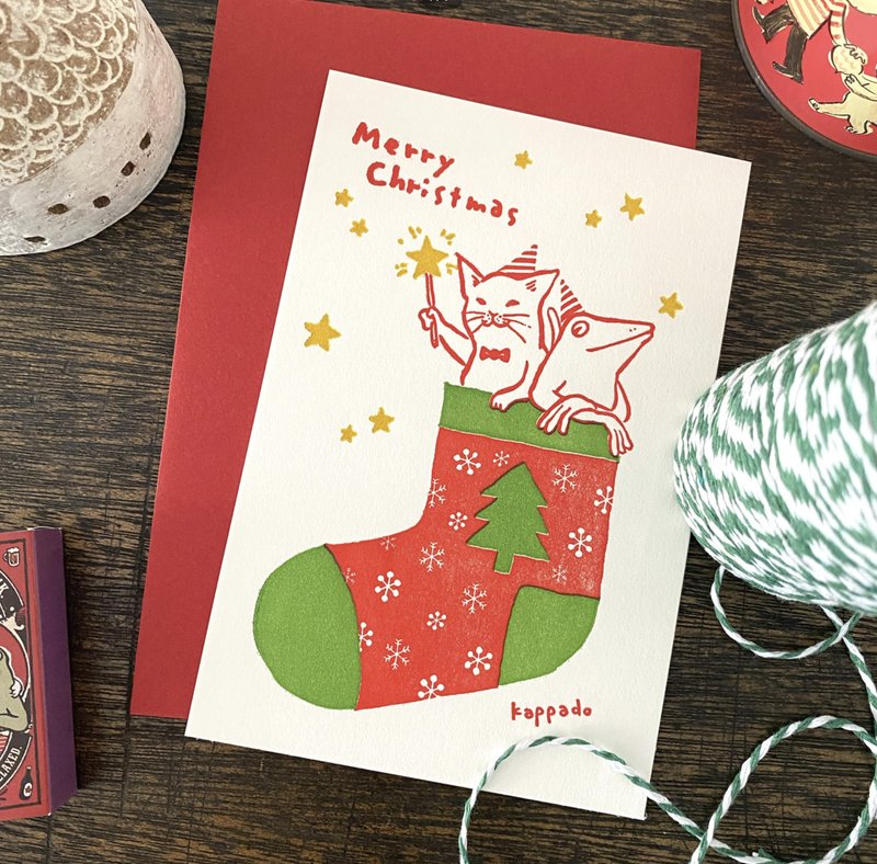 活版印刷クリスマスカード - 卡片/明信片 - 紙 紅色