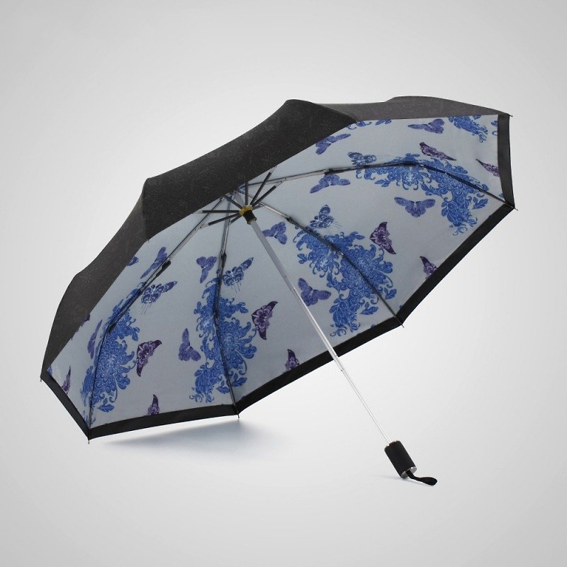 [ドイツのkobold]アンチUVゼロ光インテリジェントな日焼け止め - 青と白の磁器シリーズ - 二重日焼け止め冷却傘 - 三つ折りの傘 -  Dielianhua - 傘・雨具 - その他の素材 
